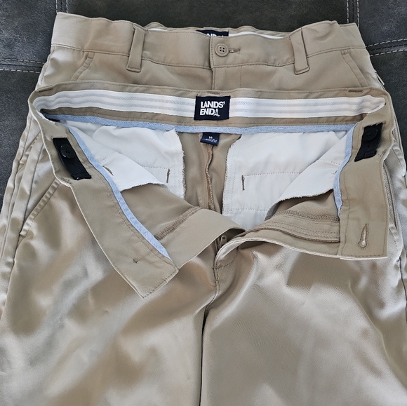 LandsEnd Boys Active Chino Uniform Shorts Khaki Bundle Size 16 - Picture 3 of 4